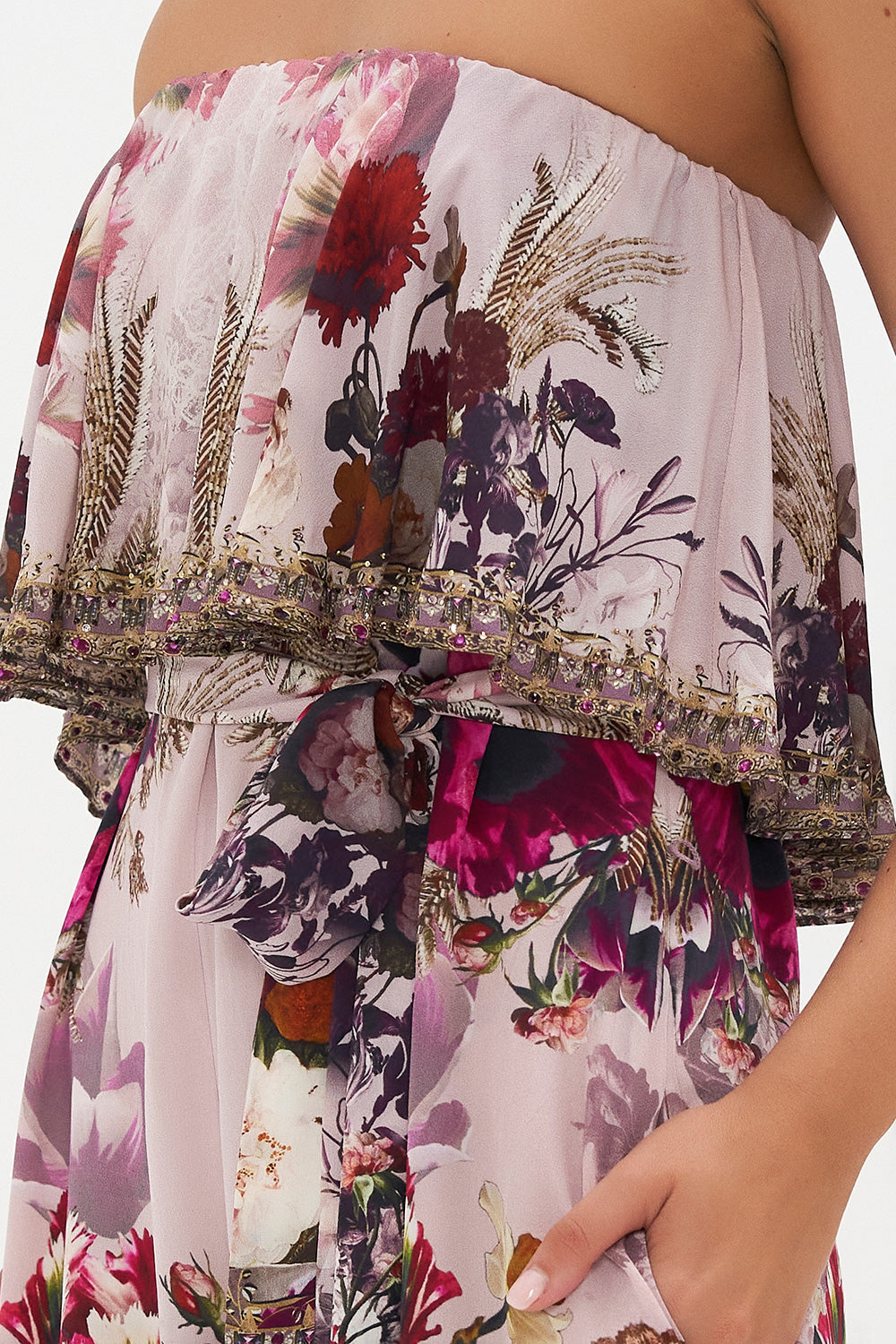 STRAPLESS JUMPSUIT WITH FRILL GYPSY ROSE