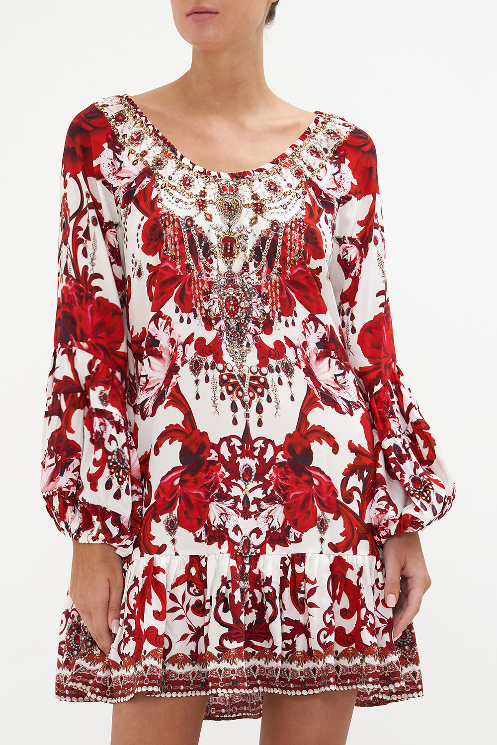 BLOUSON SLEEVE A LINE FRILL DRESS CROWN OF THORNS