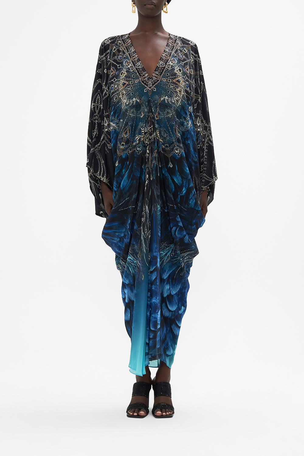T Shape Long Kaftan Ground Control print by CAMILLA