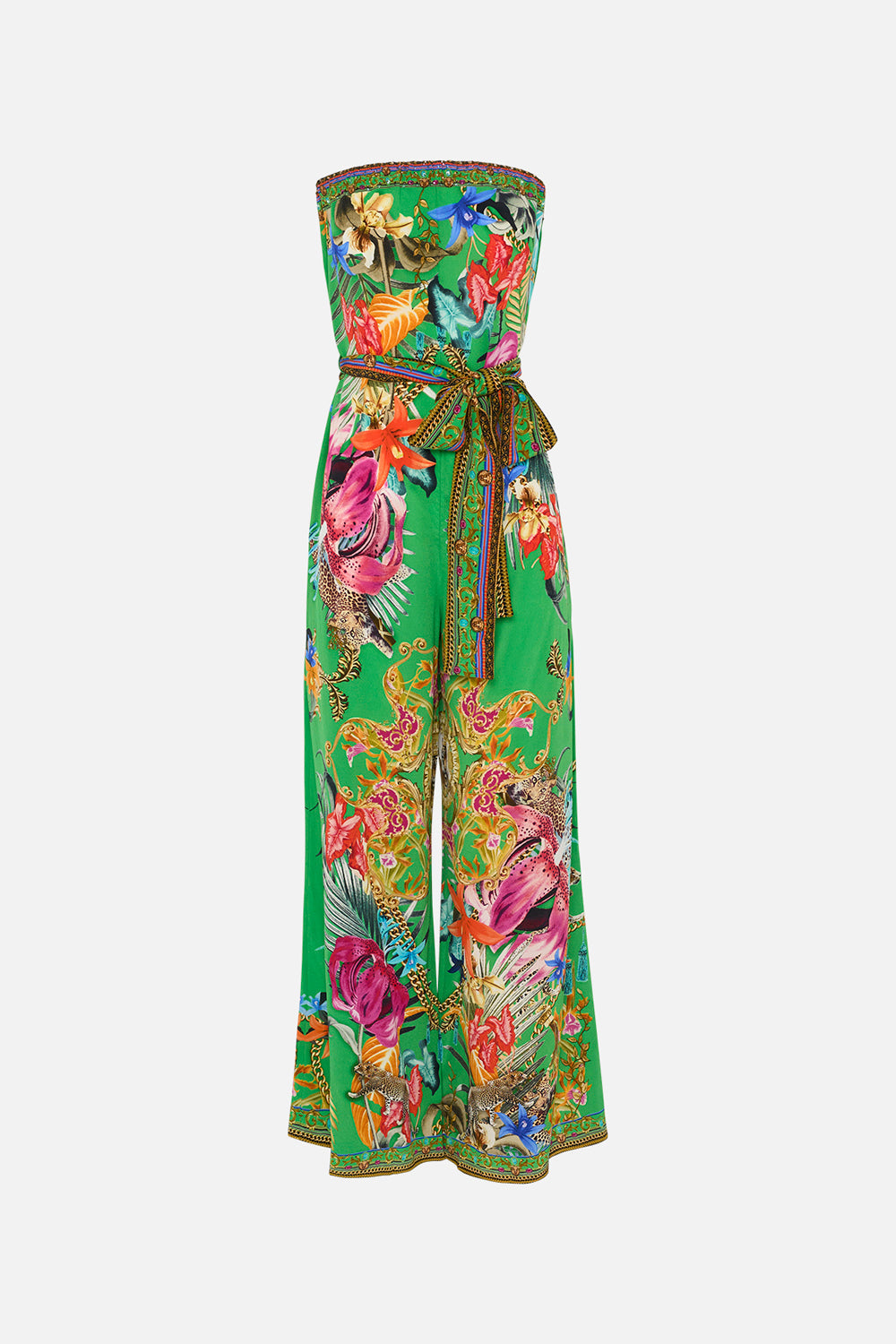 TIE WAIST STRAPLESS JUMPSUIT CURIOUS AND CURIOUSER