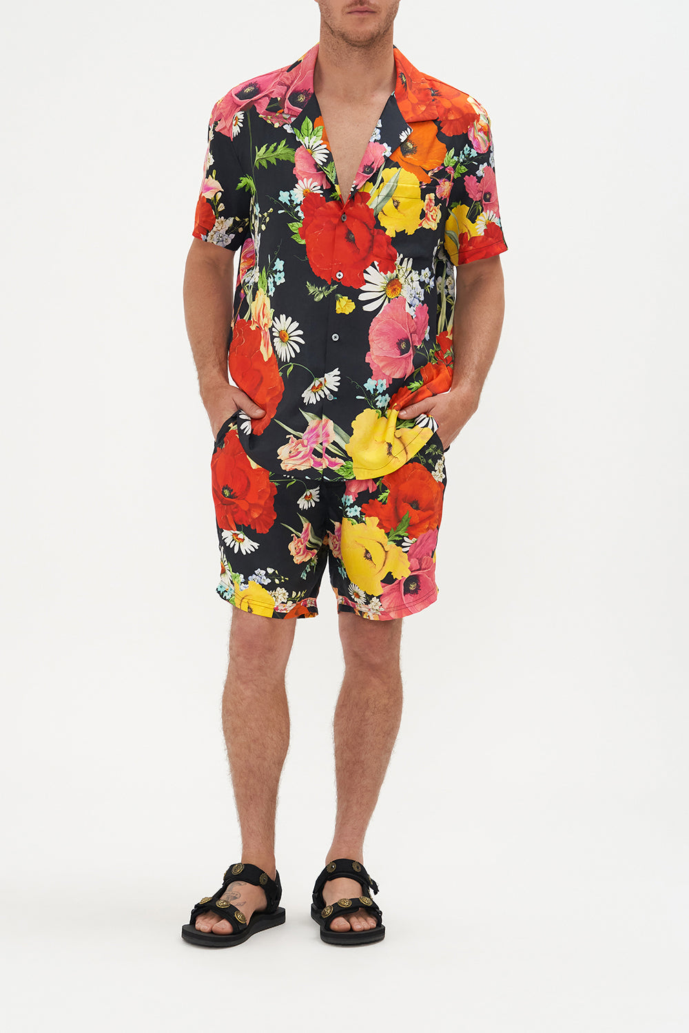 Short Sleeve Camp Collared Shirt Divine Divinity print by CAMILLA