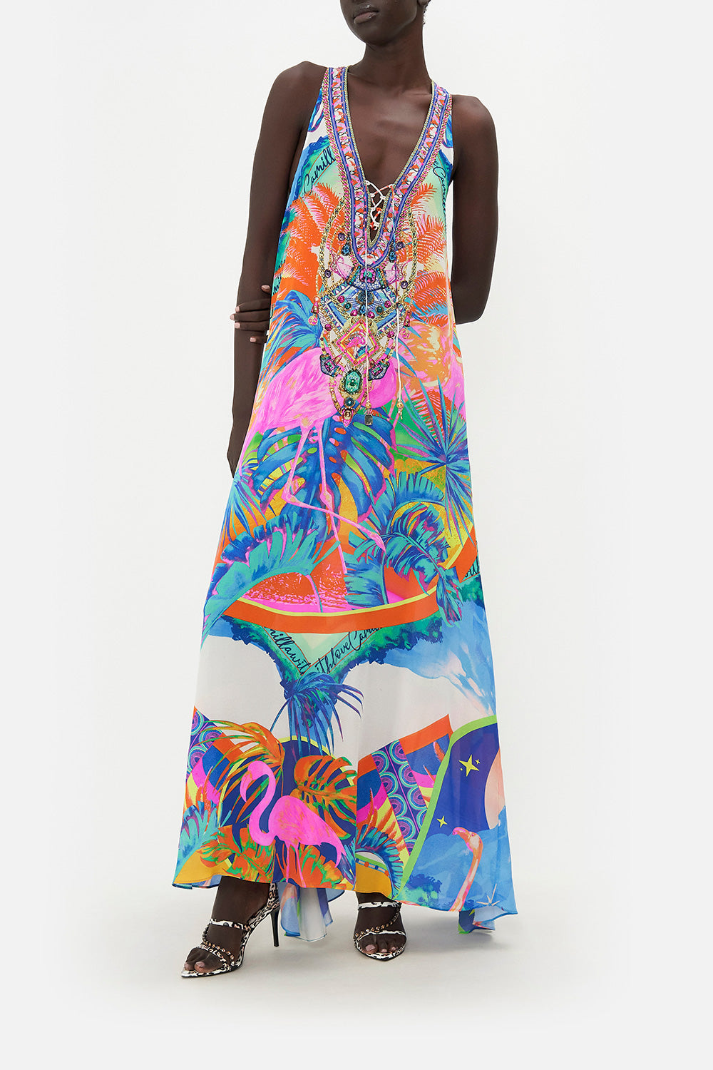 LACE UP RACER BACK DRESS FLAMENCO FLAMINGO