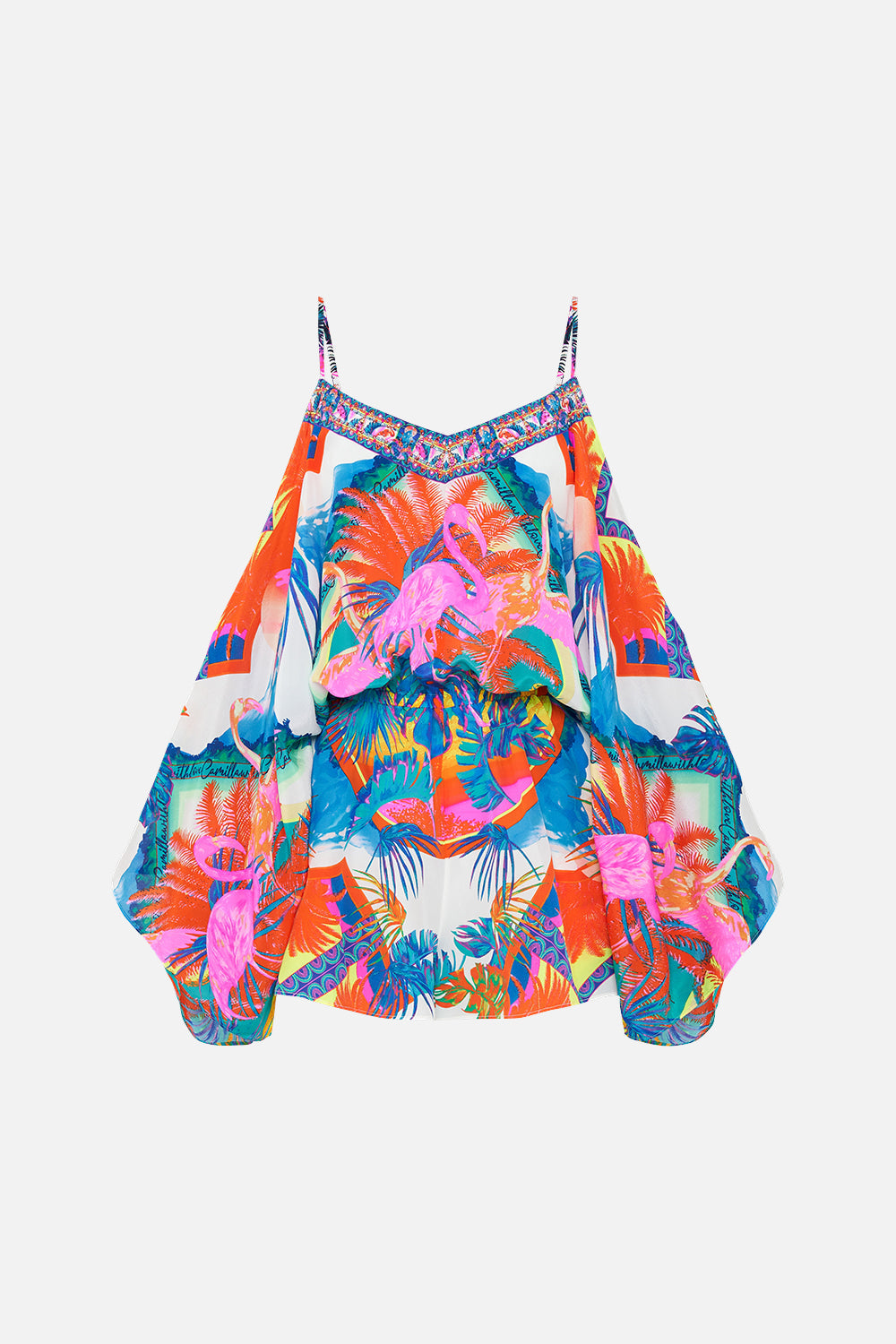 DROP SHOULDER PLAYSUIT FLAMENCO FLAMINGO
