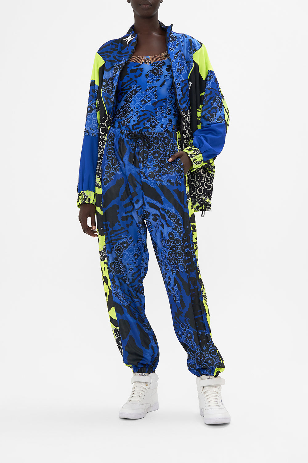 Oversized Spliced Sports Jacket Cat Got Your Tongue print by CAMILLA