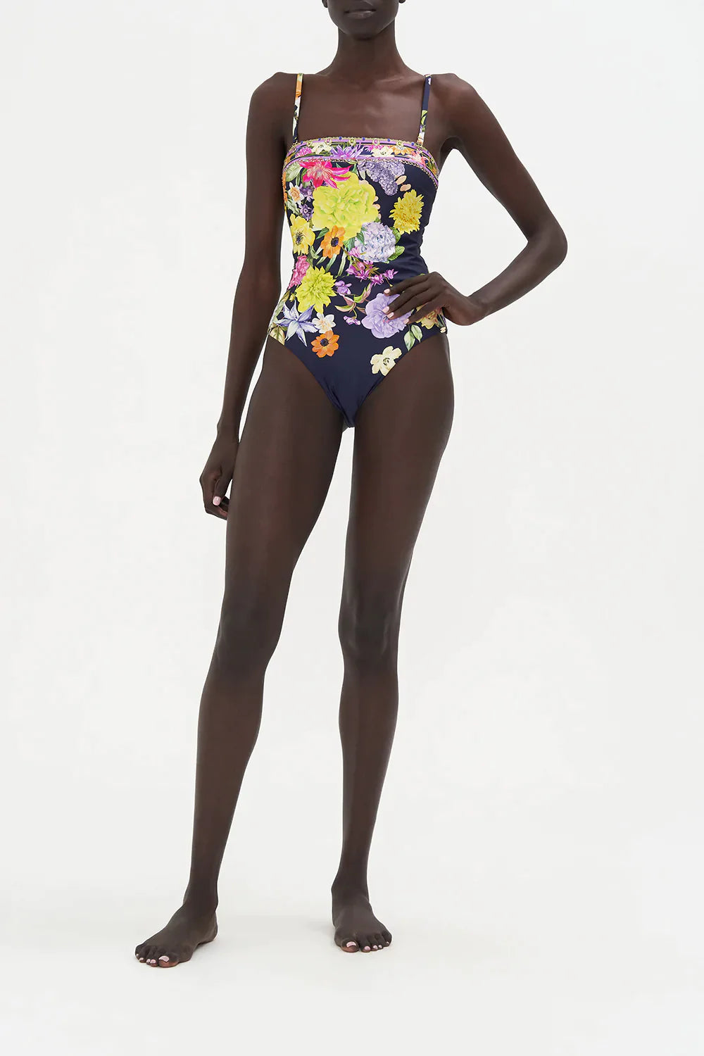 Strapless One Piece Peace Be With You print by CAMILLA