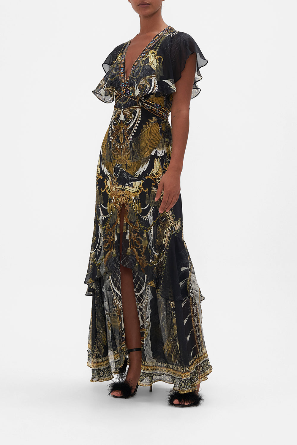 TIE FRONT MAXI WITH CENTRE FRONT SPLIT RAVIN RAVEN