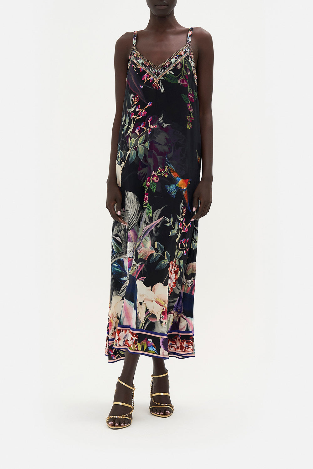 V NECK MIDI SLIP DRESS PARADISO PLACE