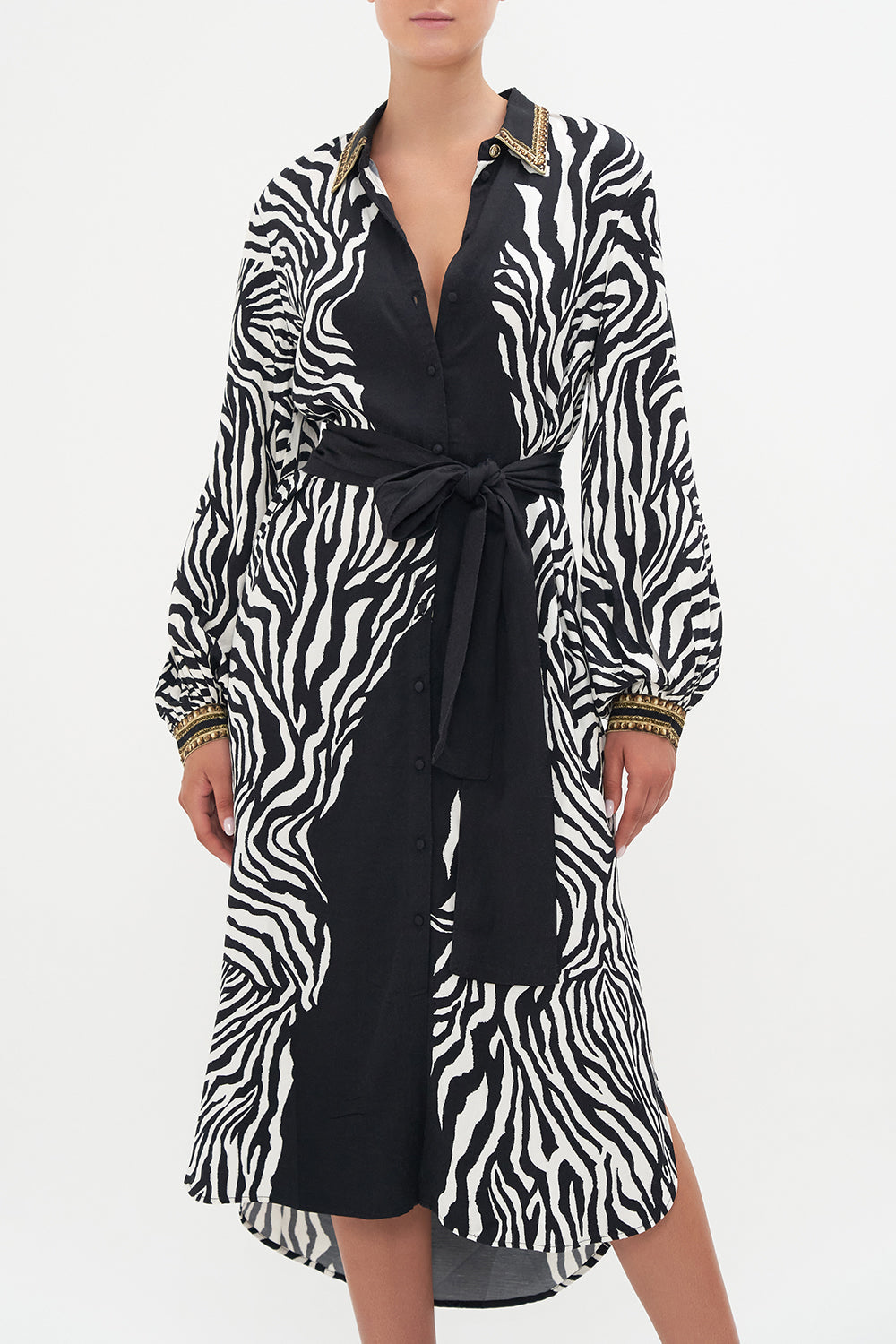 HIGH LOW MIDI SHIRT DRESS EARN YOUR STRIPES