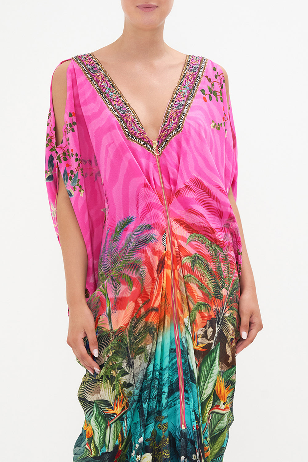 LONG DRAPE DRESS WITH ZIP FRONT UNTAMED RUNAWAY