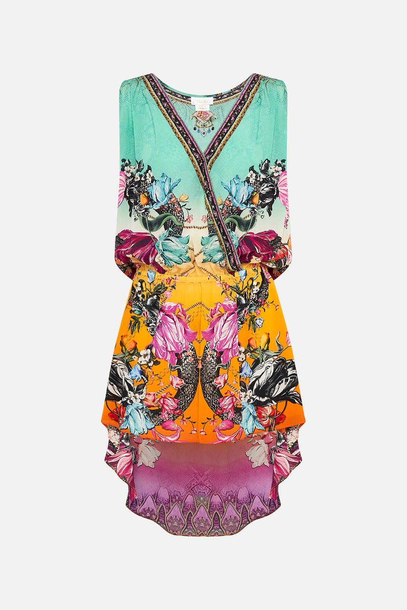 CROSS OVER DRESS WITH LONG BACK POPPY DIVINE