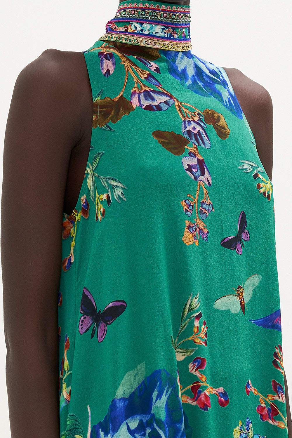 HIGH NECK DRESS WITH BACK NECK TIE RUN FROM PARADISE