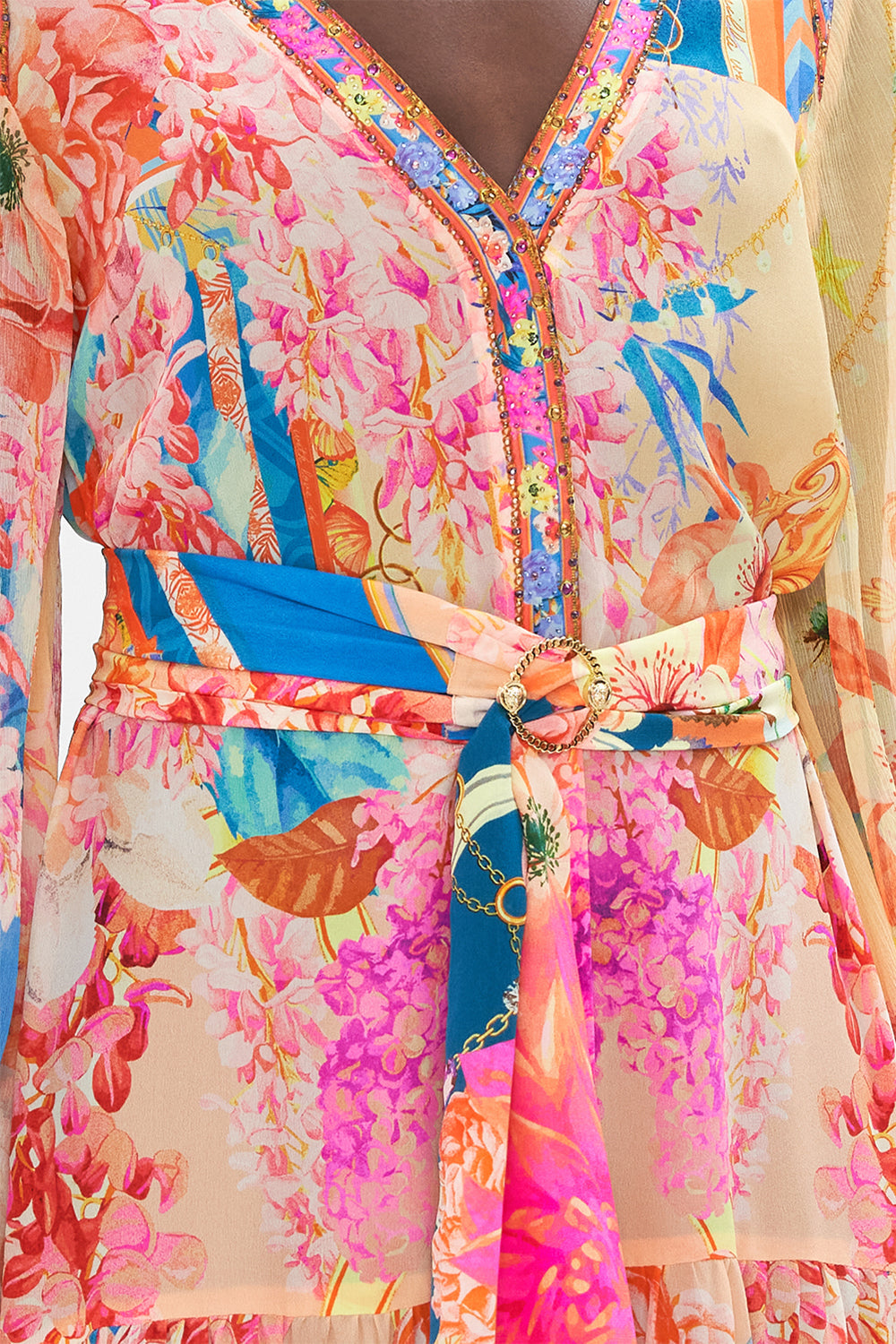 V NECK DRESS WITH BELT MEET ME IN THE GARDEN