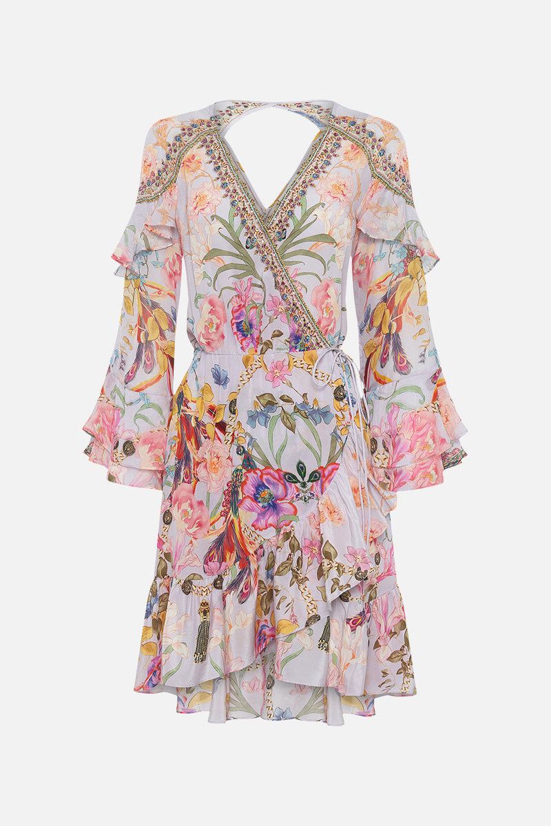 Short Wrap Dress With Ruffles