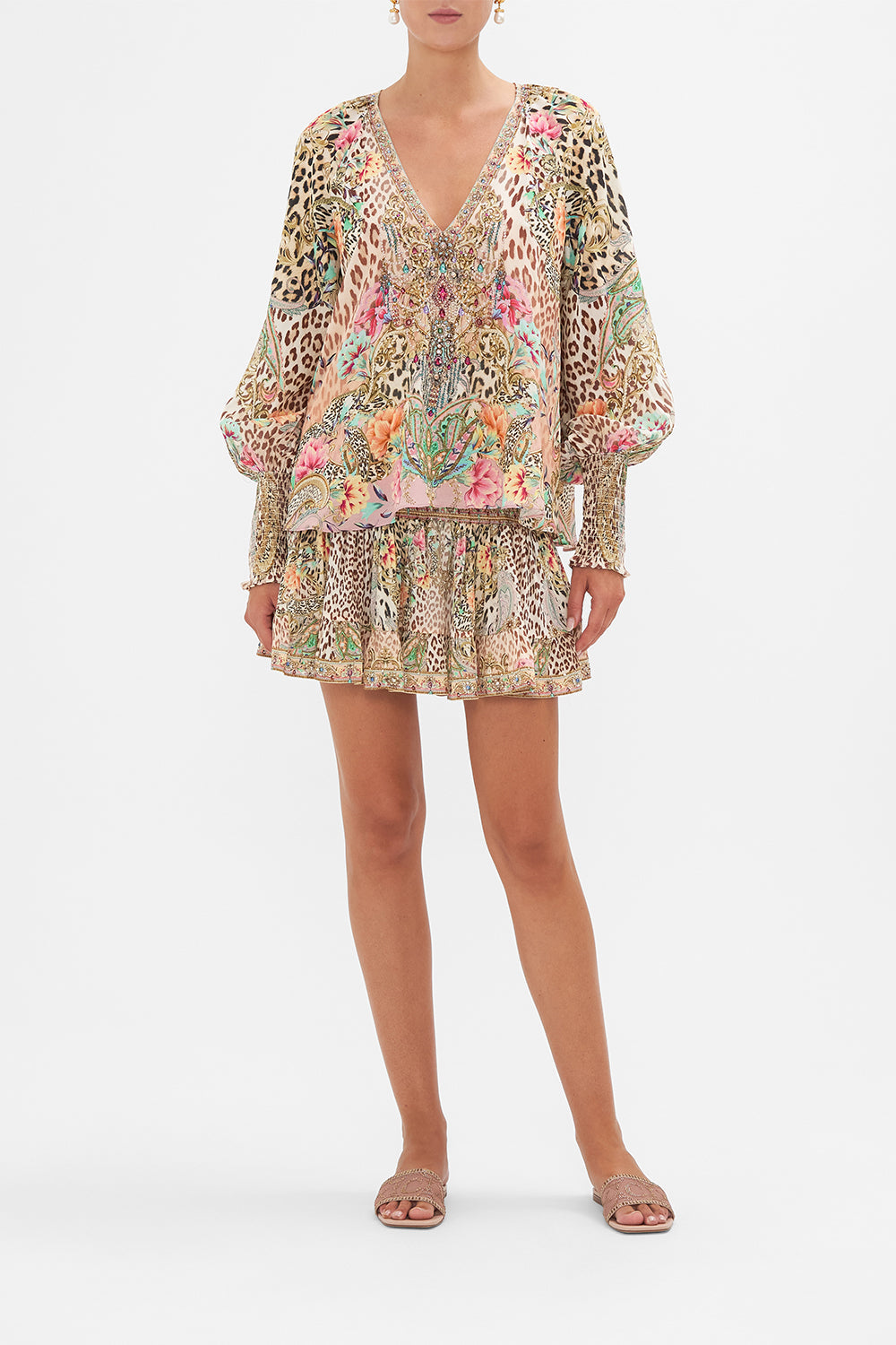 Shirred Cuff Blouse Queen Atlantis print by CAMILLA