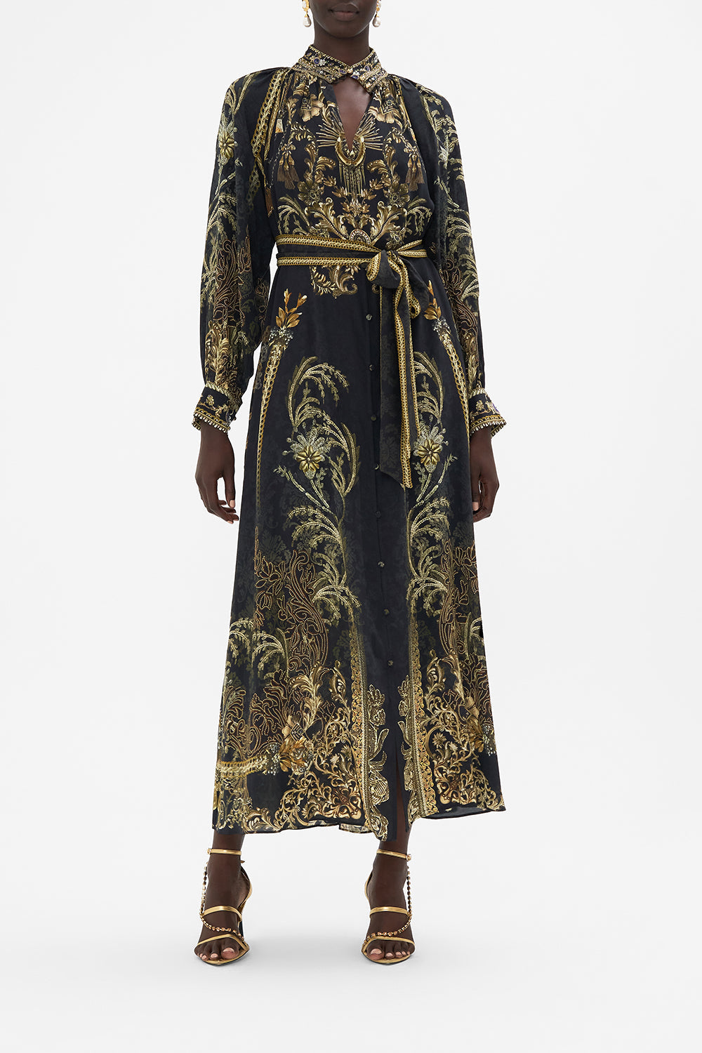 Raglan Sleeve Midi Shirt Dress The Night Is Noir print by CAMILLA