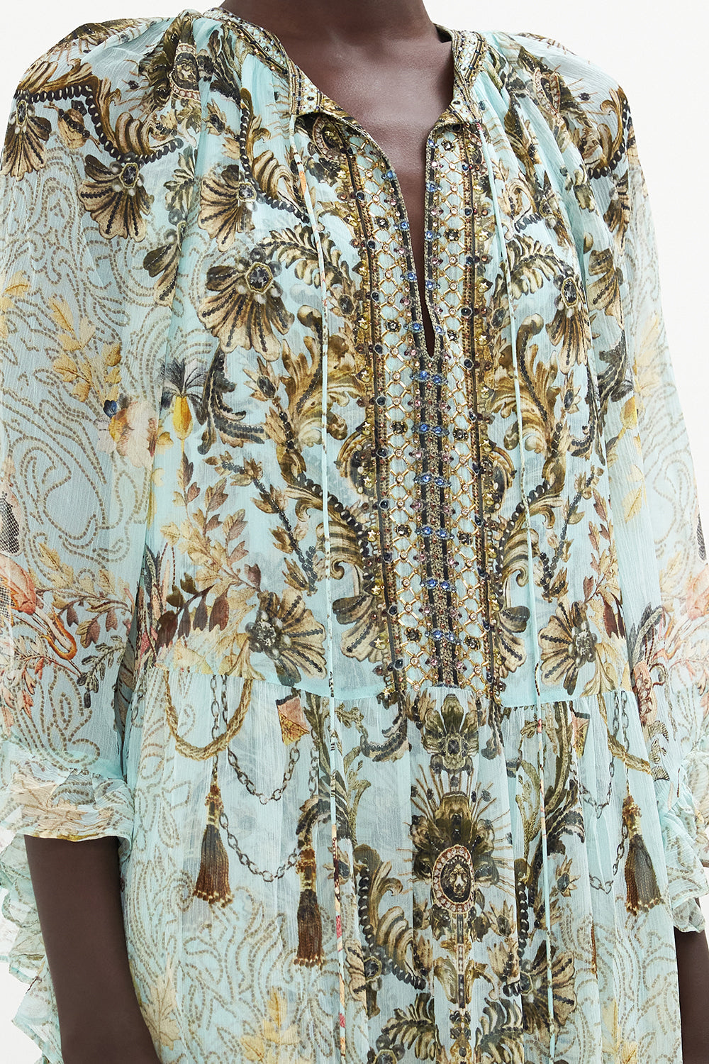 WIDE SLEEVE GATHERED DRESS ADIEU YESTERDAY