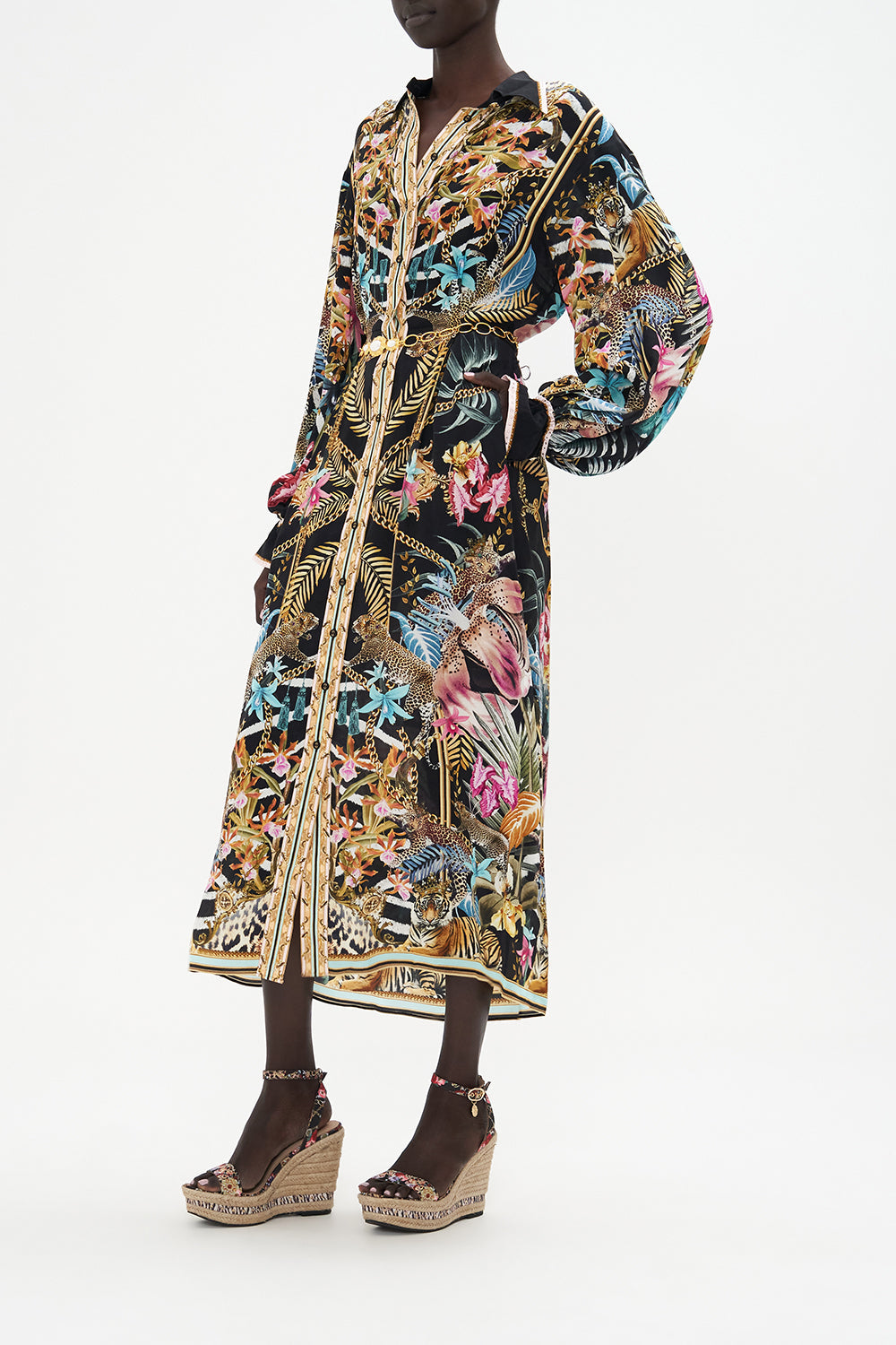 BUTTON DOWN BLOUSON SLEEVE DRESS CHILD OF THE WILD