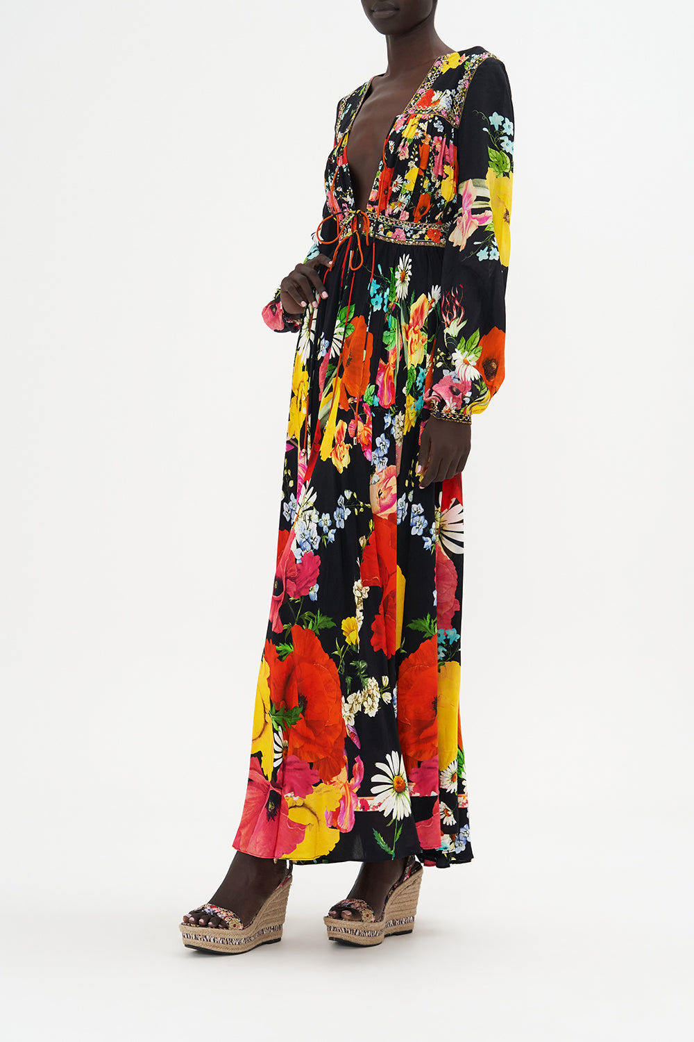 PEASANT DRESS WITH TIE FRONT DIVINE DIVINITY