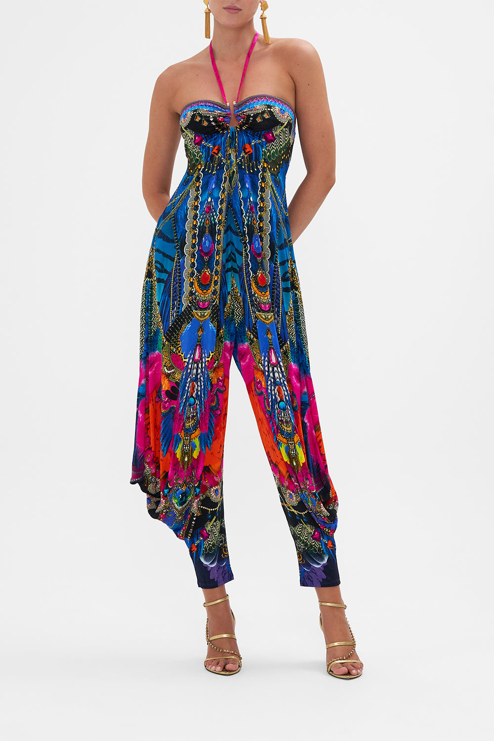 Draped Pant Jumpsuit With Hardware Dancing With Destiny print by CAMILLA