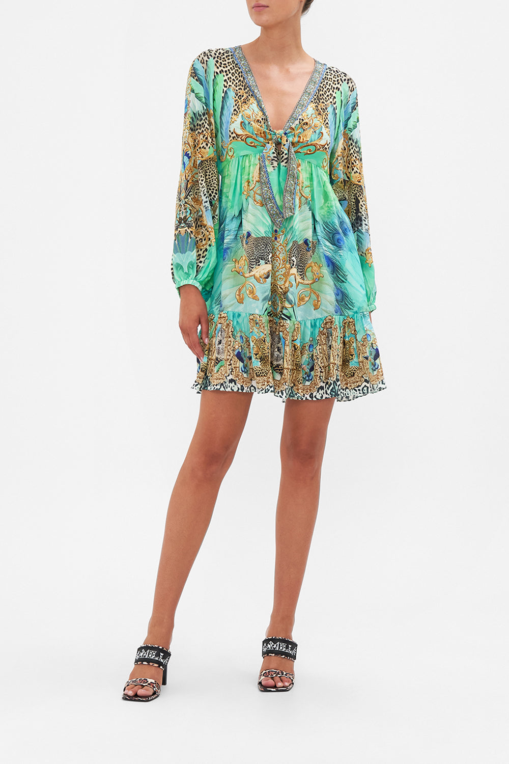 SHORT TIE FRONT BLOUSON DRESS LAY OF THE LAND