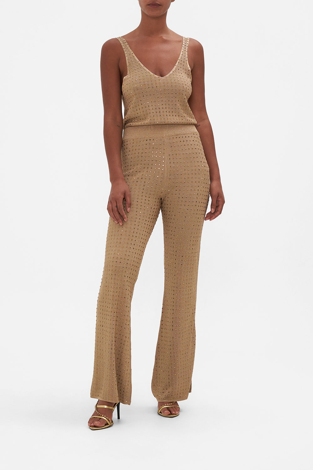 FLARED JACQUARD KNIT PANT RAVIN RAVEN