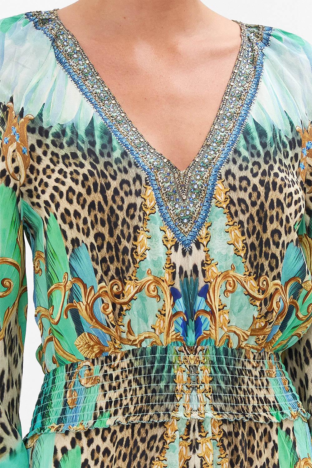 DRESS WITH SHIRRED WAIST AND CUFF LAY OF THE LAND