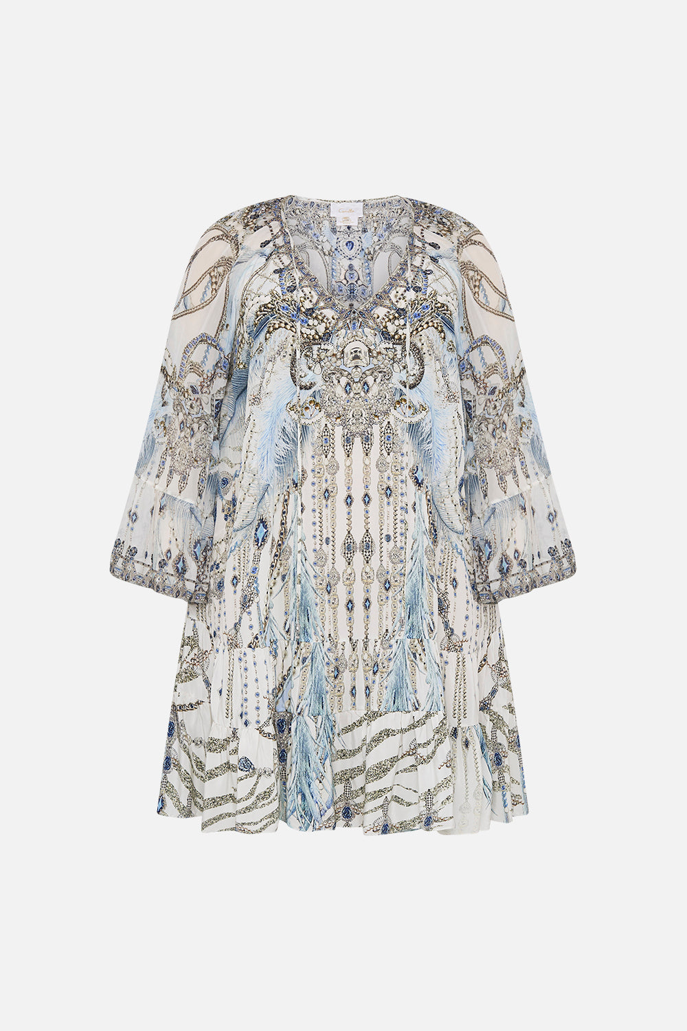 CAMILLA plus size silk dress in Moon And Back print