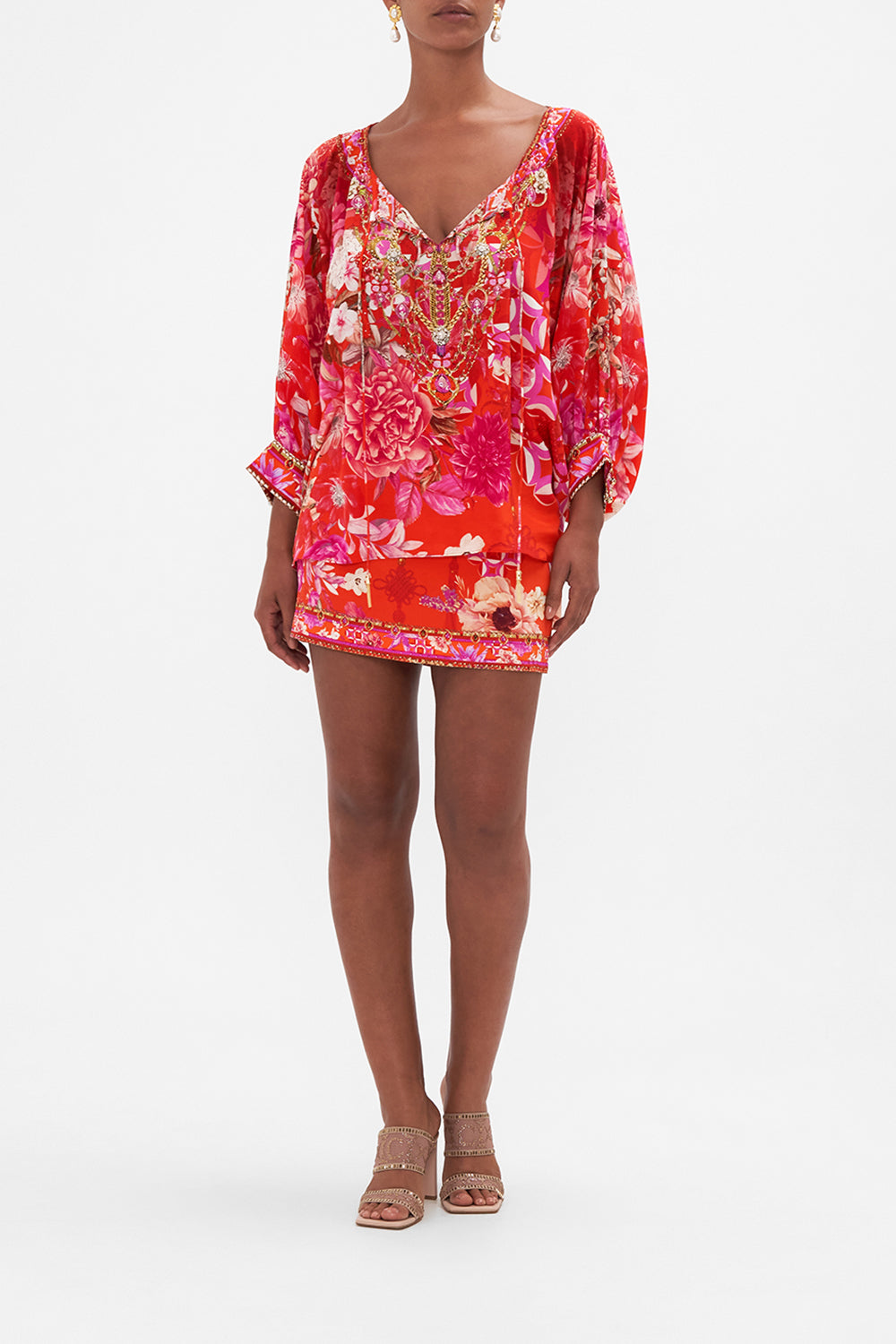 Raglan Sleeve Blouse With Cuff Secret Garden print by CAMILLA