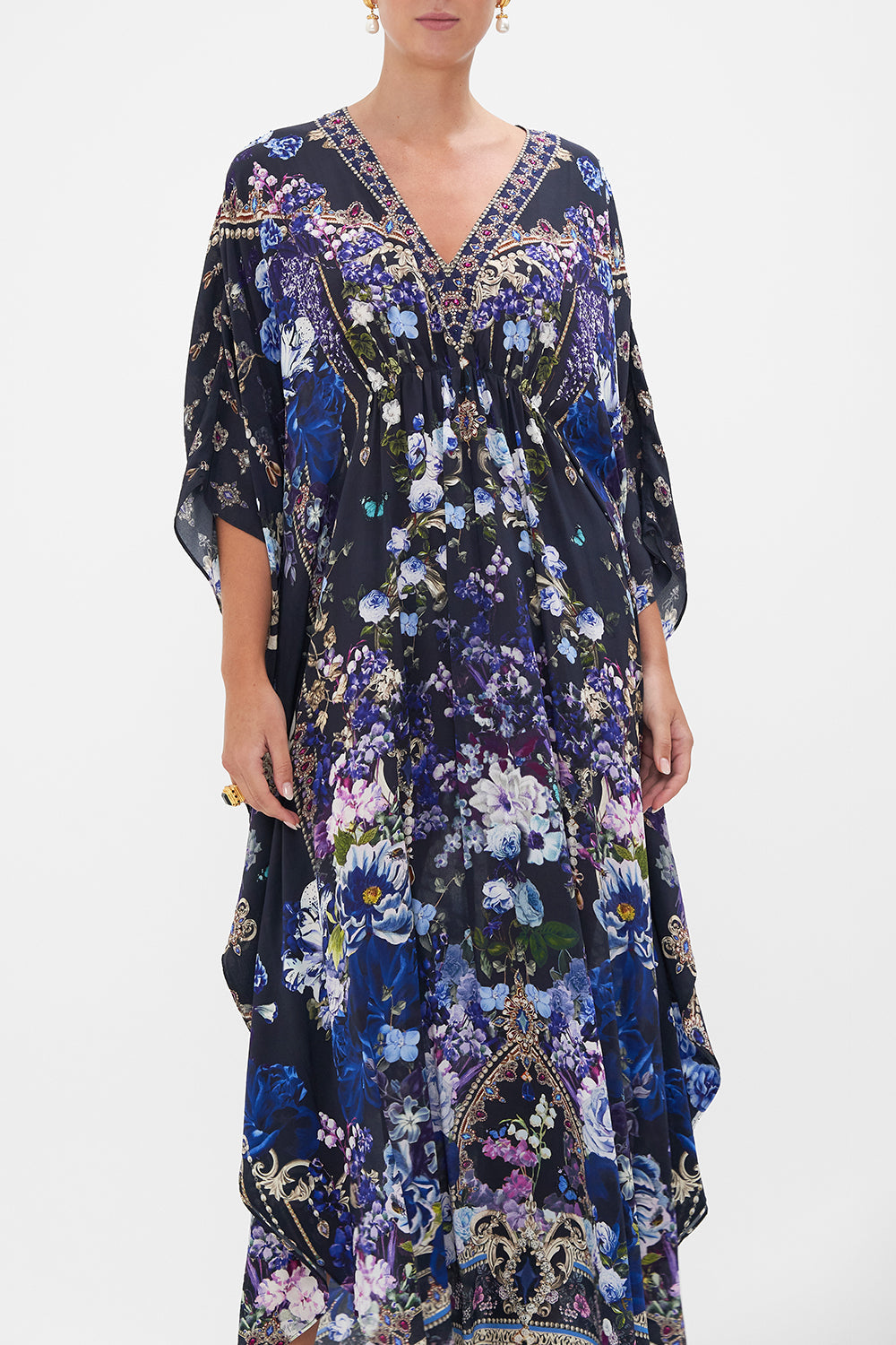 GATHERED WAIST KAFTAN OBSIDIAN BLOOM