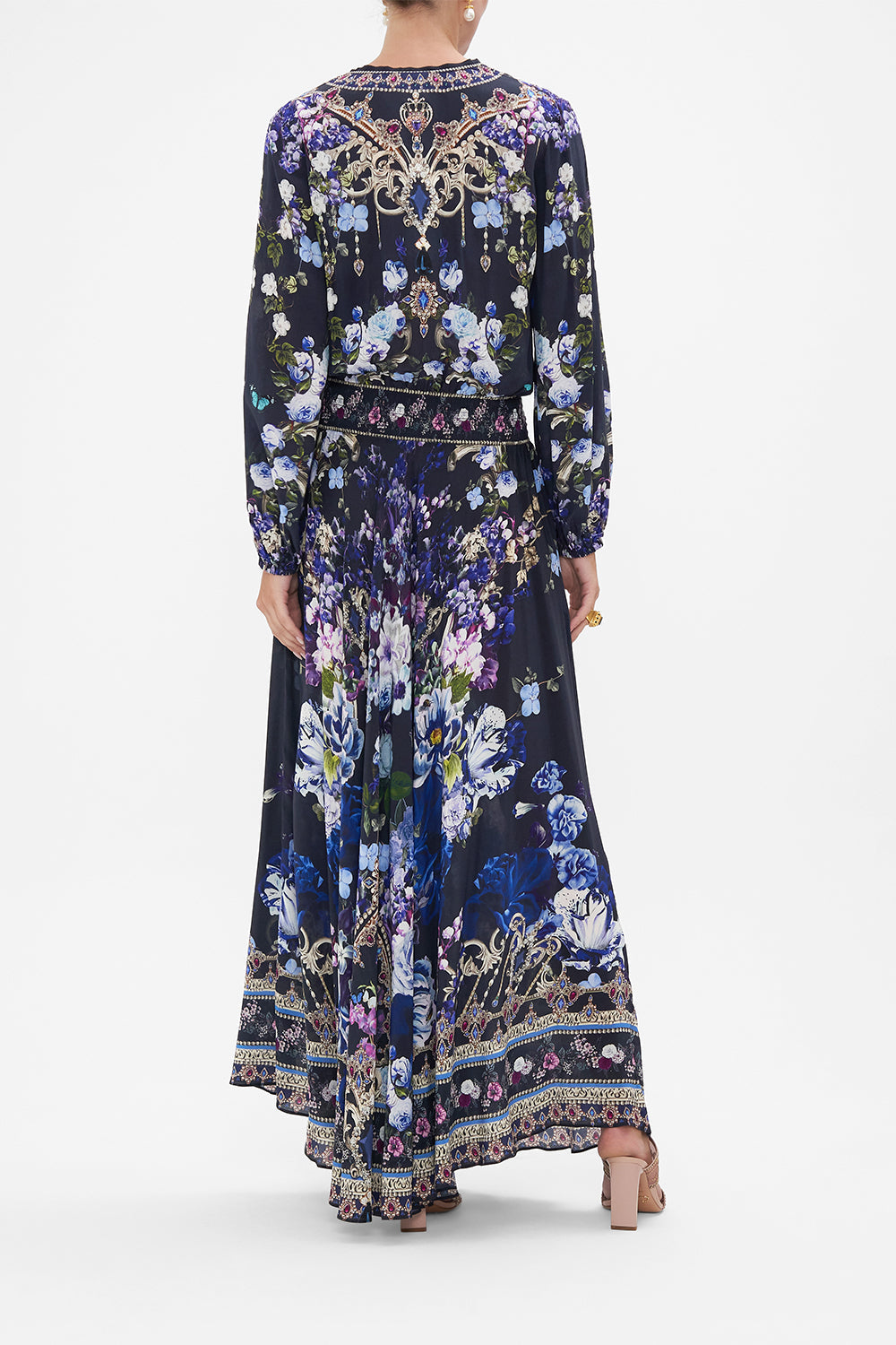 SHIRRED RELAXED FIT DRESS OBSIDIAN BLOOM