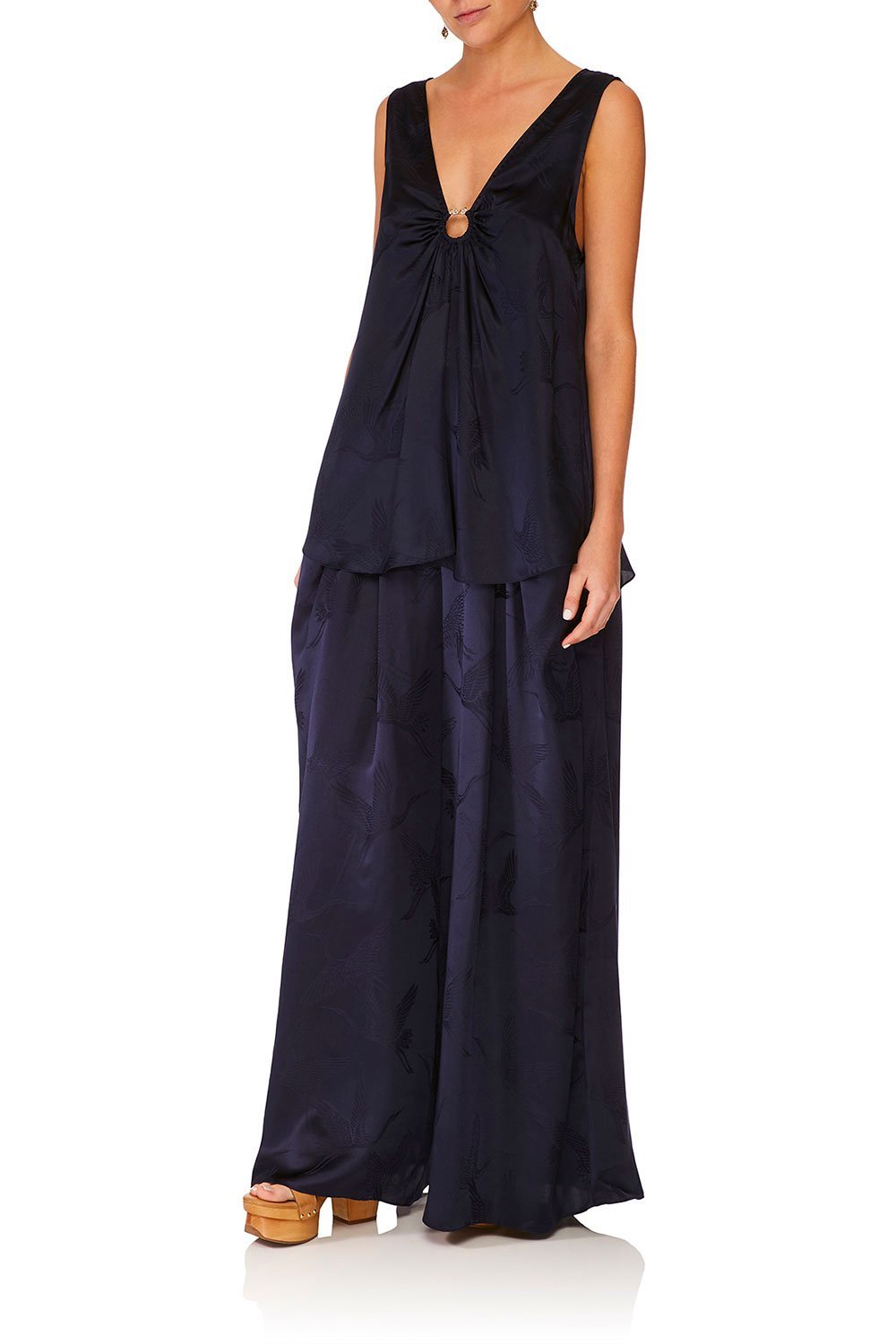 WIDE STRAP U-RING TOP SOLID NAVY