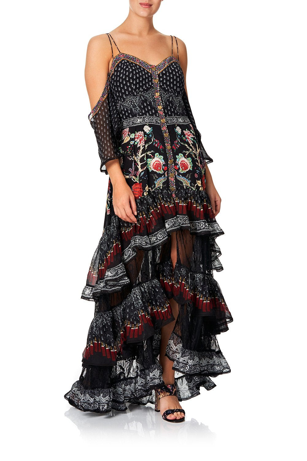 BUTTON-UP HIGH LOW DRESS WITH RUFFLE DETAIL HEUTE PROVINCIAL