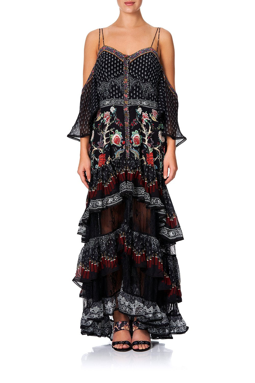 BUTTON-UP HIGH LOW DRESS WITH RUFFLE DETAIL HEUTE PROVINCIAL