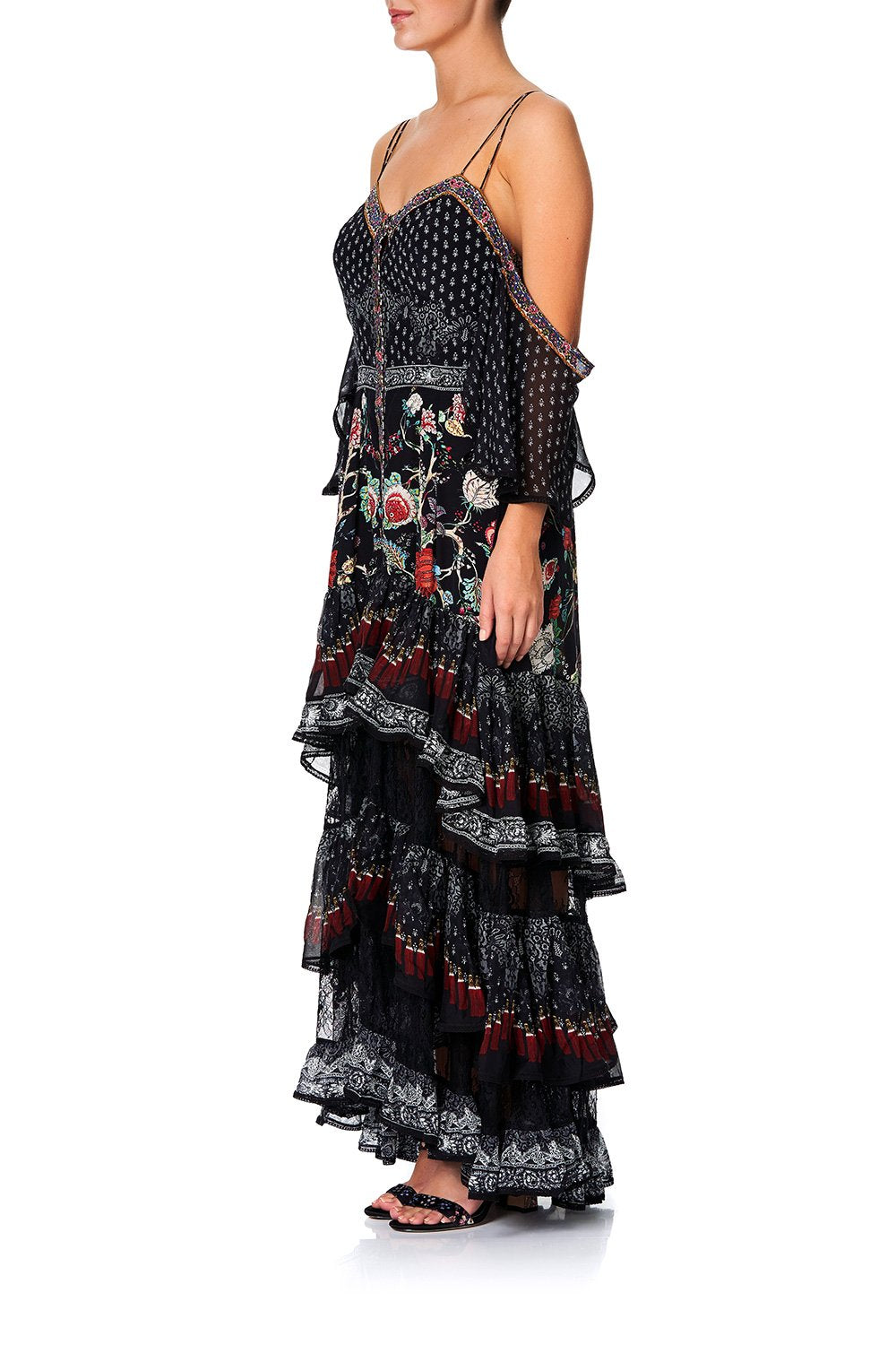 BUTTON-UP HIGH LOW DRESS WITH RUFFLE DETAIL HEUTE PROVINCIAL