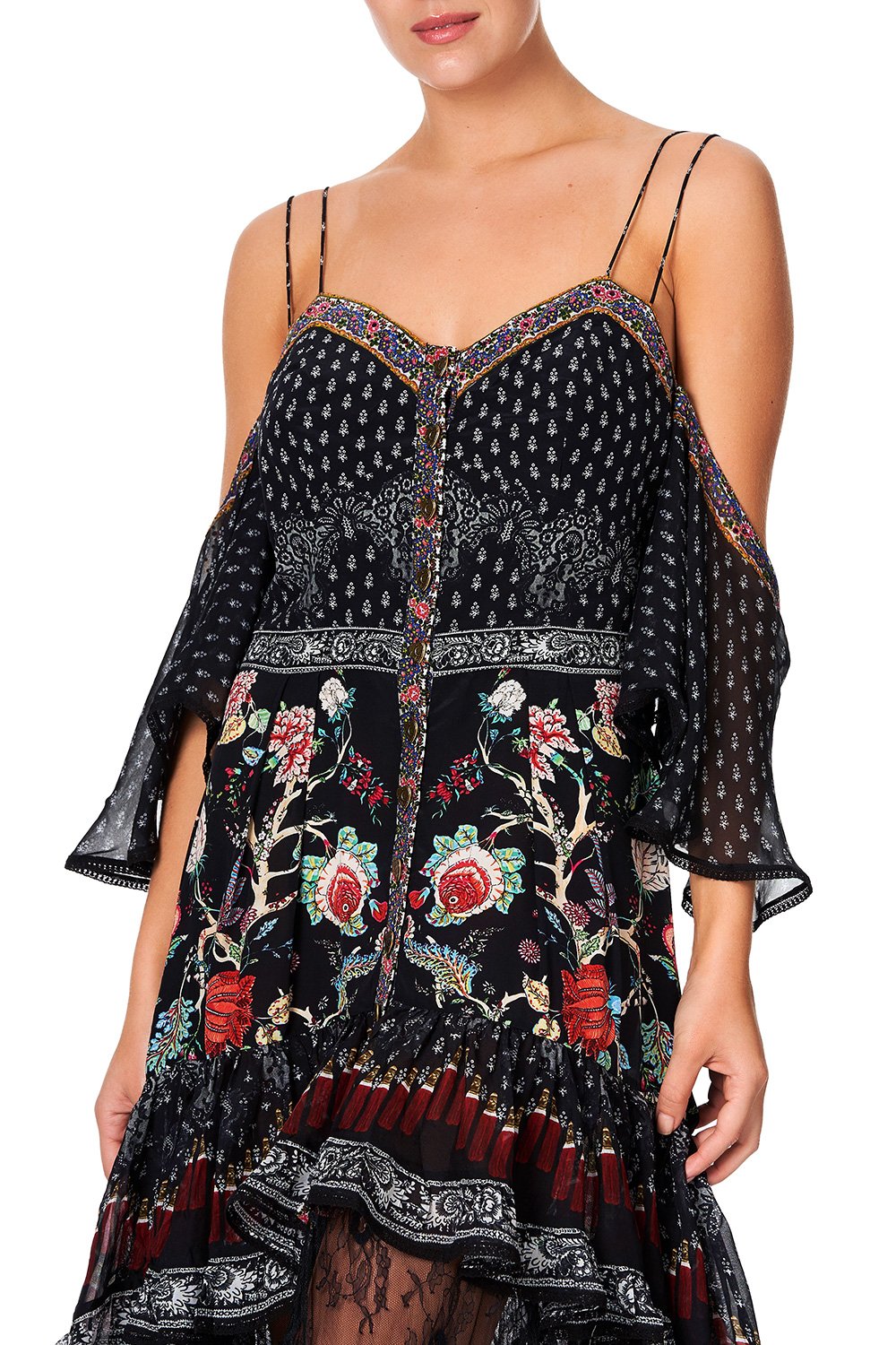 BUTTON-UP HIGH LOW DRESS WITH RUFFLE DETAIL HEUTE PROVINCIAL