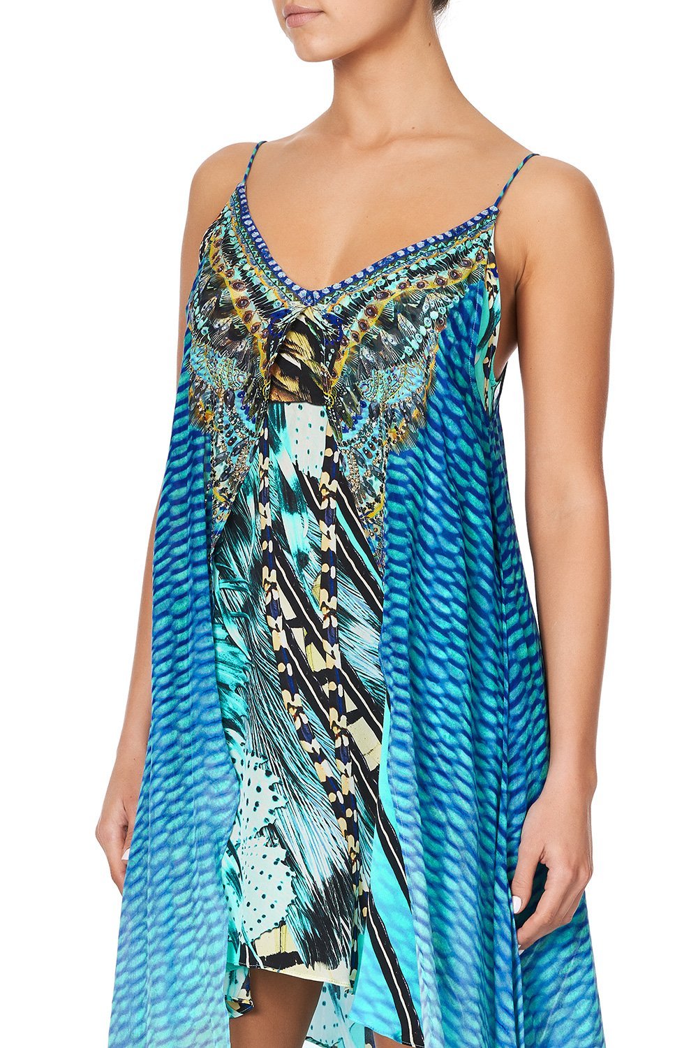 FLARED MINI WITH SHEER OVERLAY MARINE QUEEN