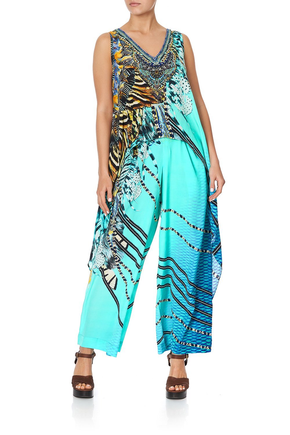 HIGH LOW CROSS OVERLAY TOP MARINE QUEEN