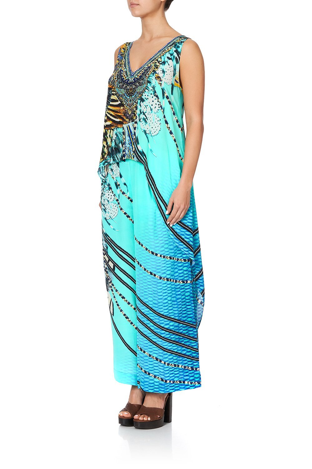 HIGH LOW CROSS OVERLAY TOP MARINE QUEEN