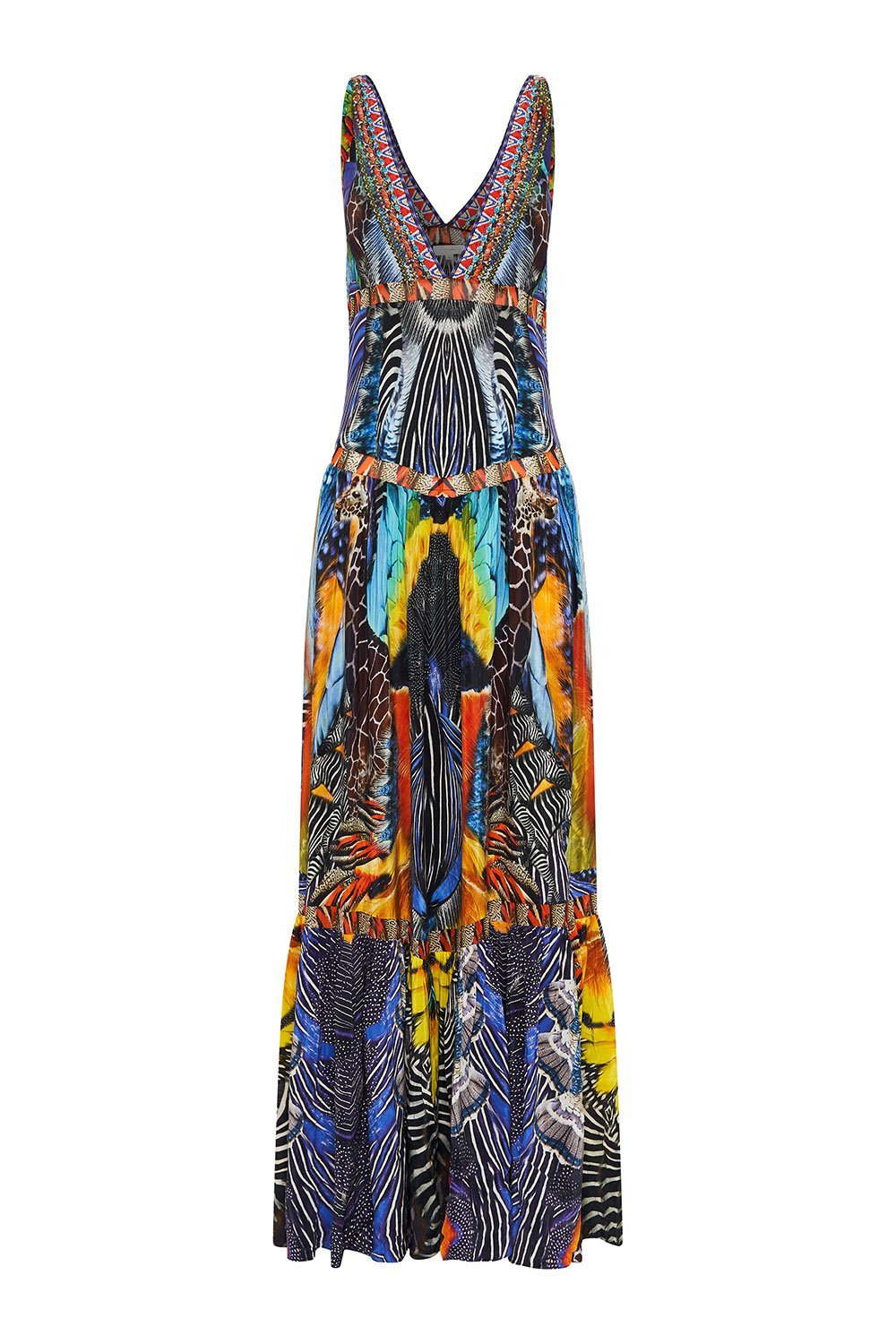 V NECK LONG TIERED DRESS DAWN TILL DUSK