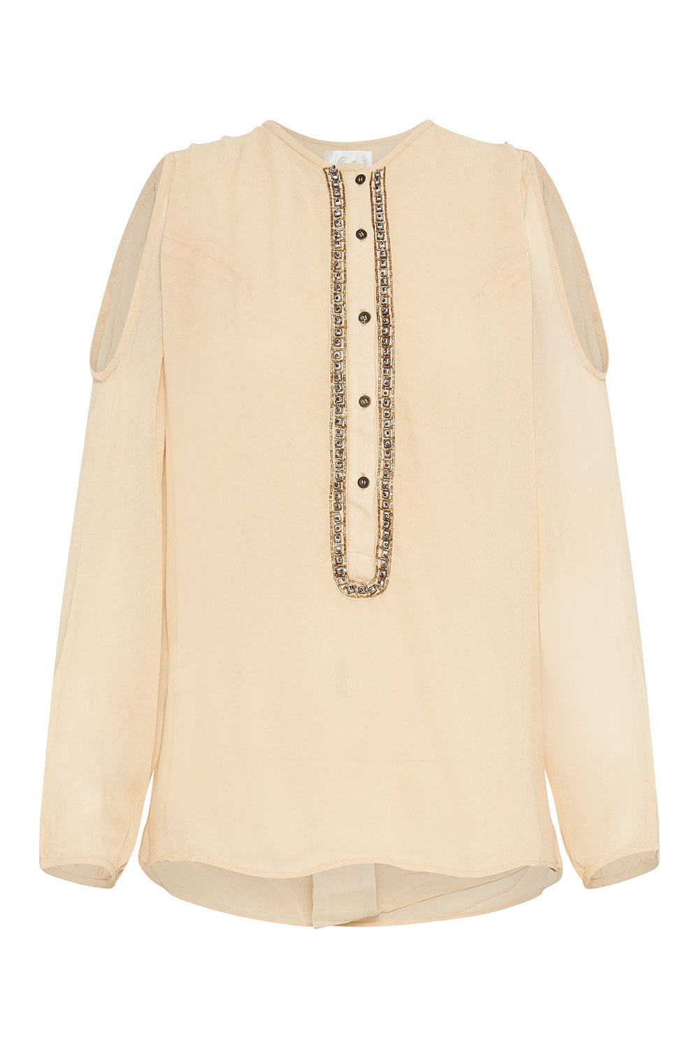 T BACK LONG SLEEVE BLOUSE CAMEL