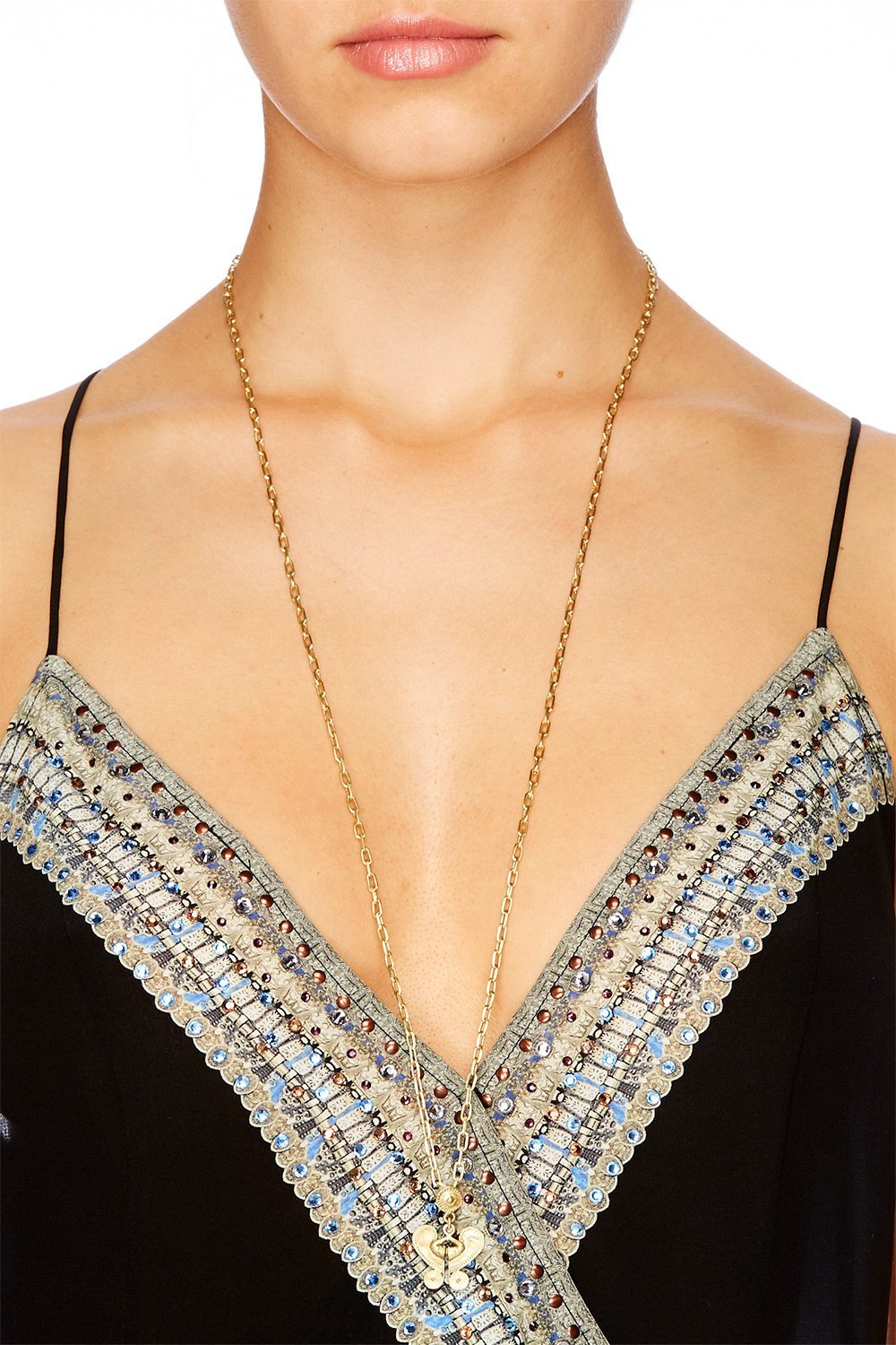 GOLD BRASS ETCHED MOTIF NECKLACE