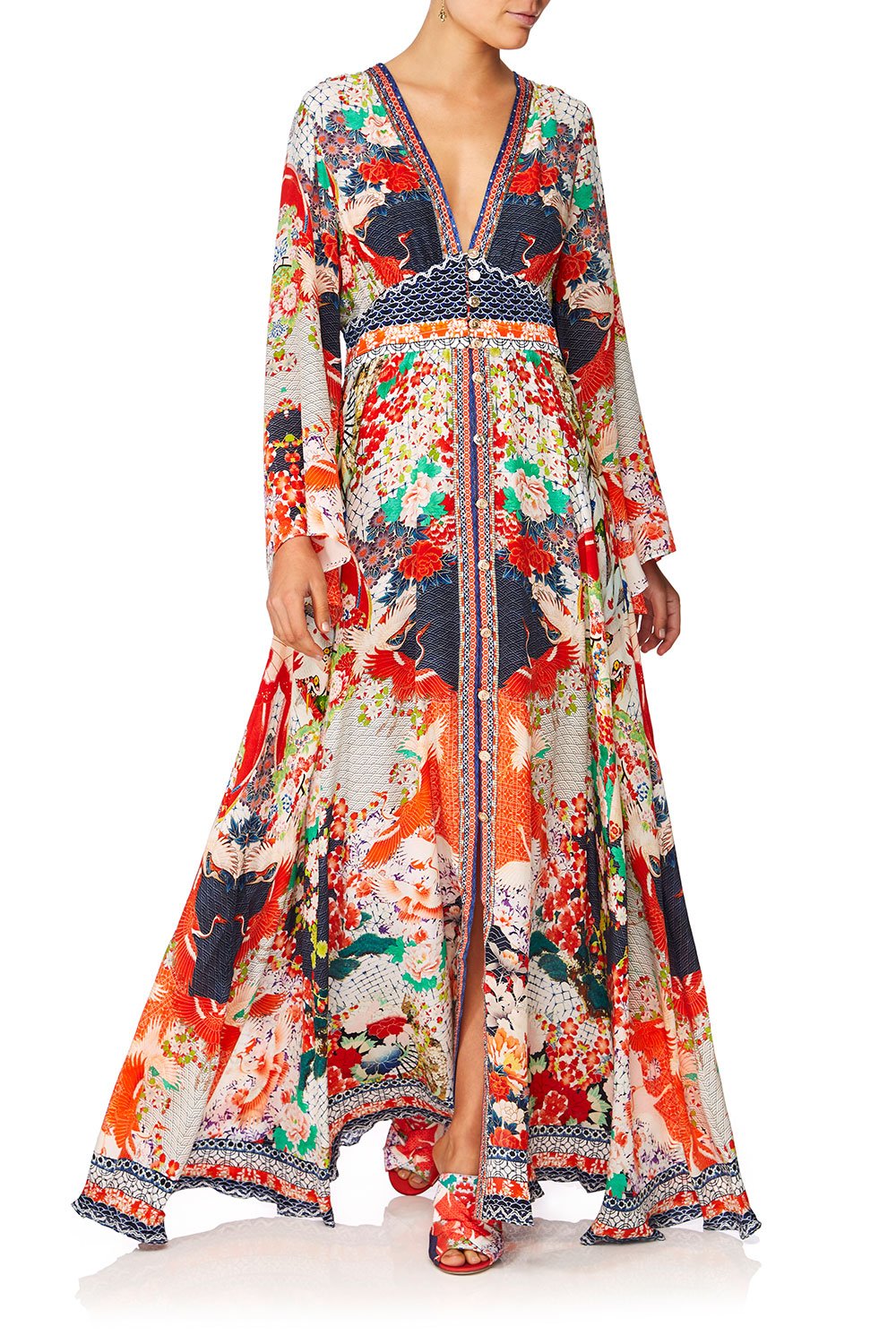 CAMILLA GEISHA GIRL KIMONO SLEEVE DRESS W SHIRRING DETAIL