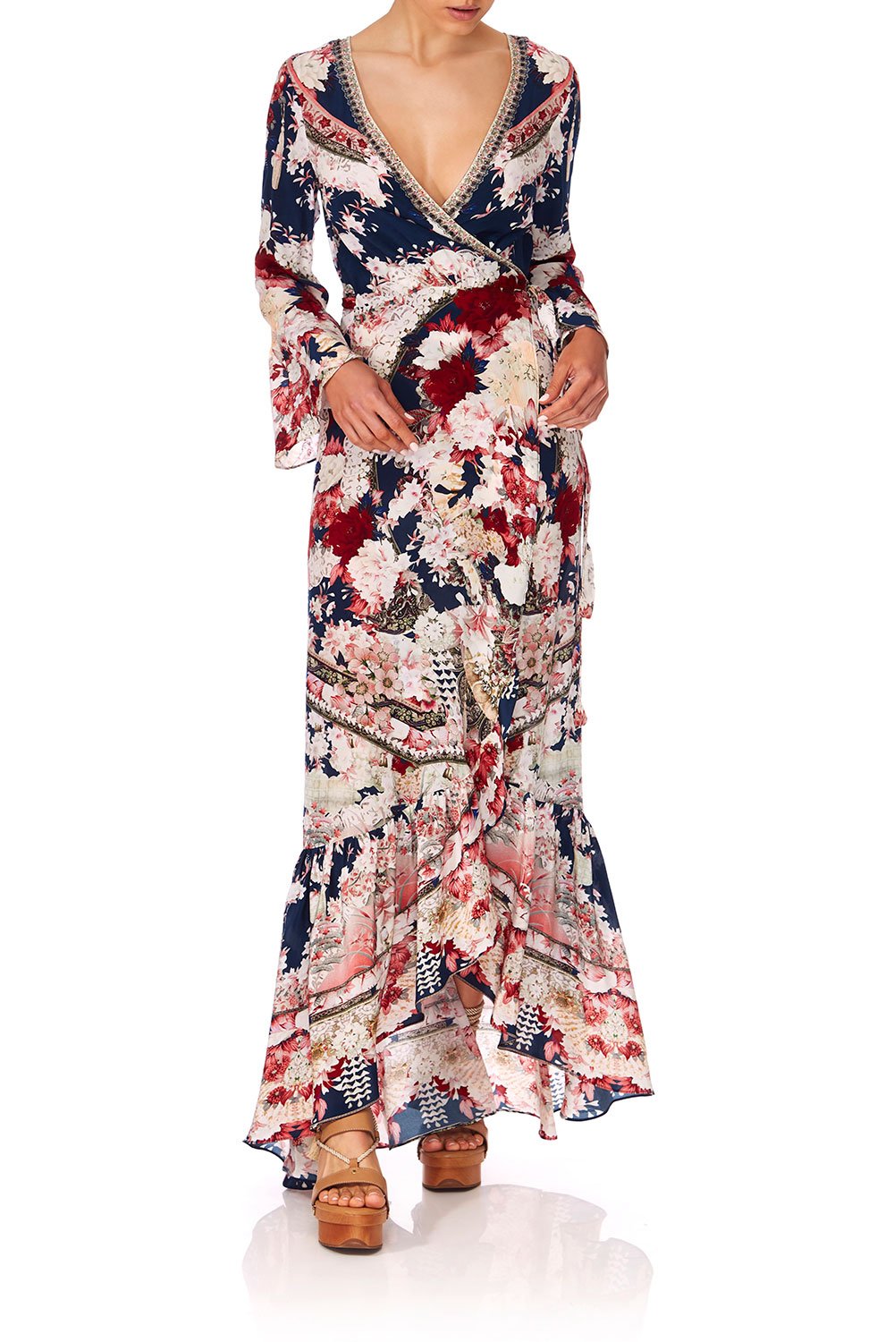 CAMILLA TWIN SHADOW LONG SLEEVE WRAP DRESS