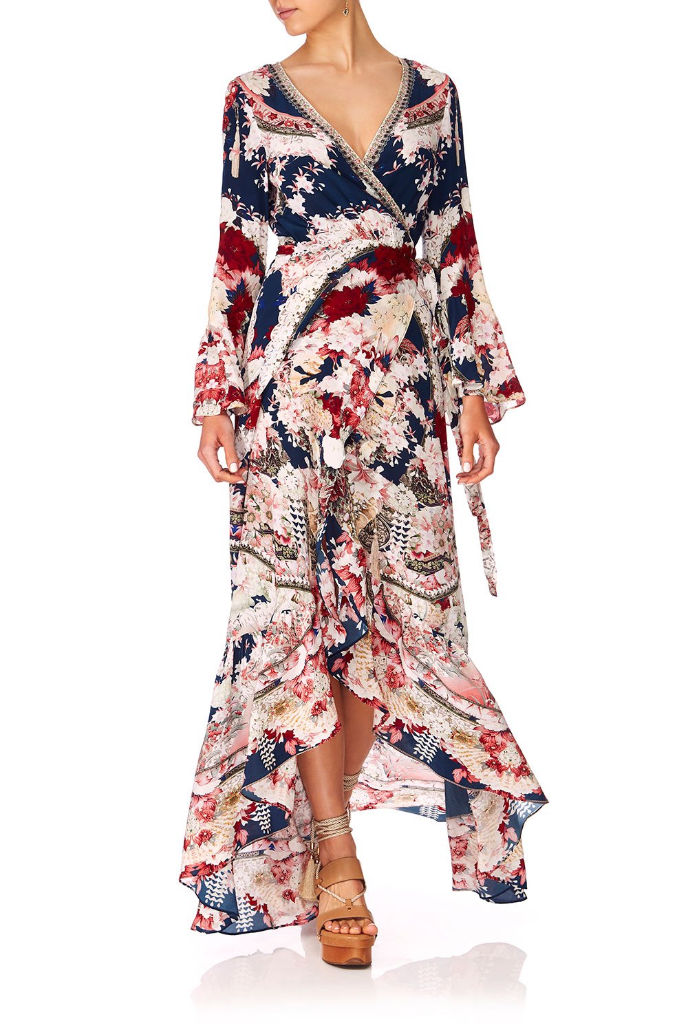 CAMILLA TWIN SHADOW LONG SLEEVE WRAP DRESS