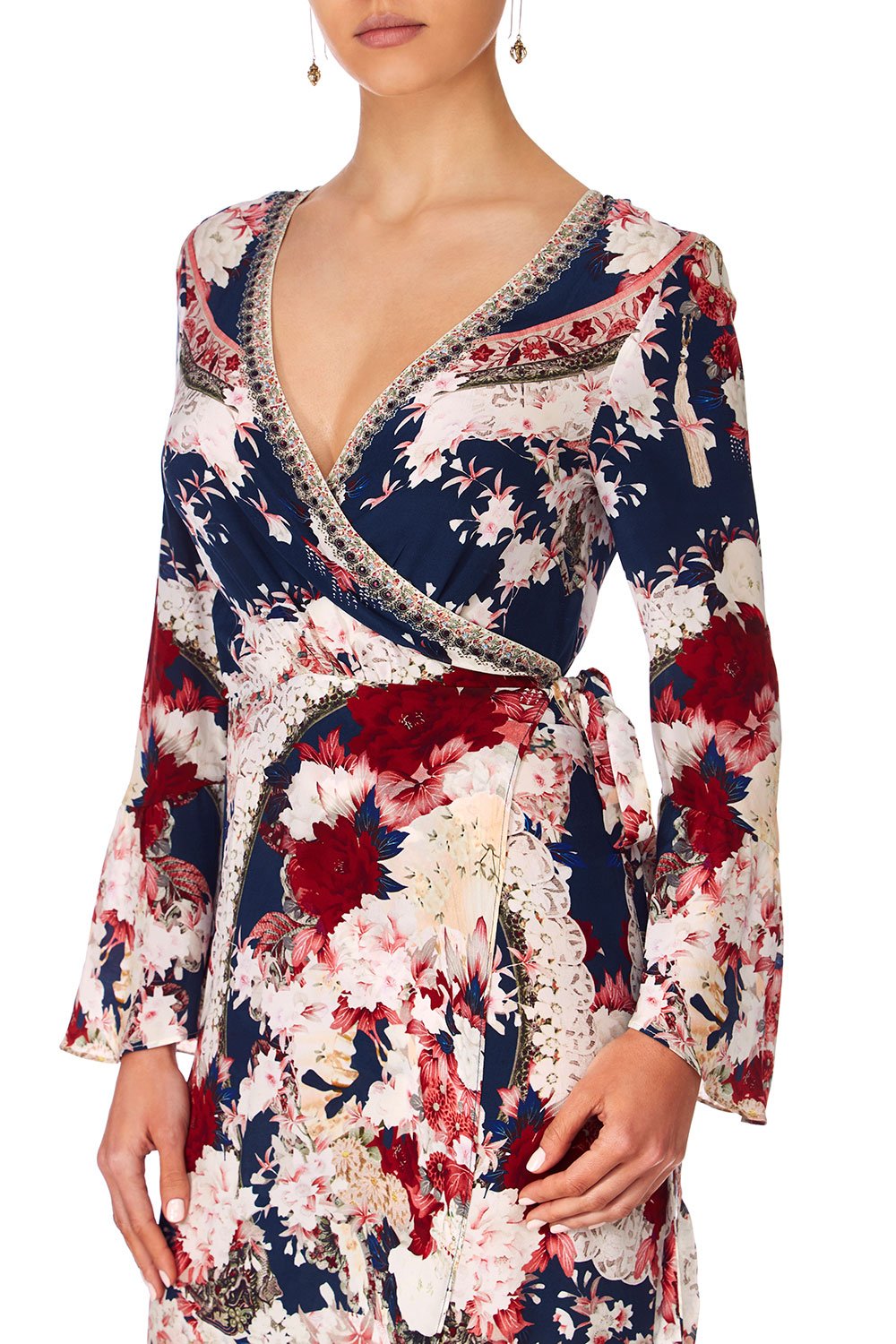 CAMILLA TWIN SHADOW LONG SLEEVE WRAP DRESS