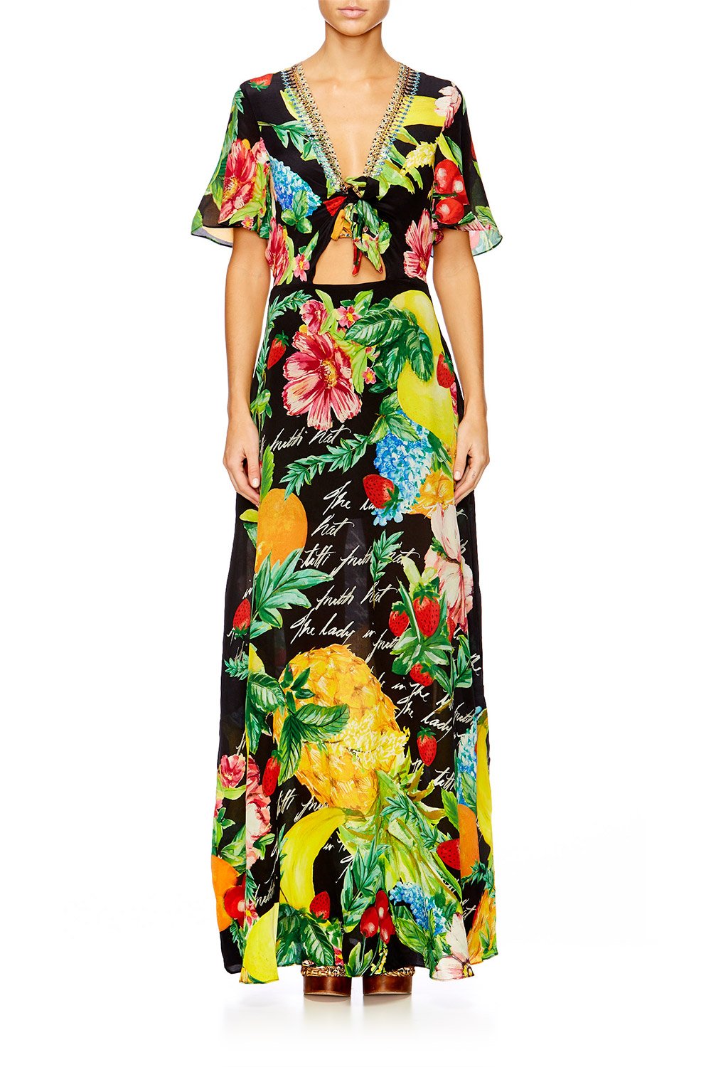 CALL ME CARMEN TIE FRONT MAXI DRESS
