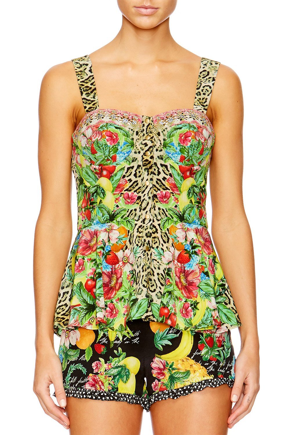 COOL CAT BUTTON DOWN PEPLUM TOP