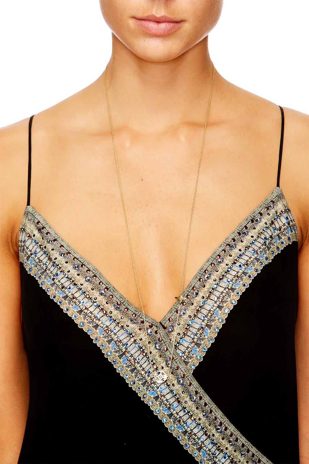 GOLD BRASSS CUT OUT PENDANT NECKLACE