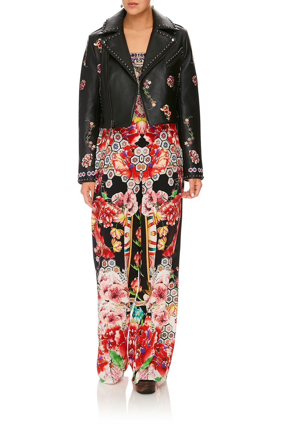 CAMILLA PAINTED LAND BIKER JACKET WITH TABS