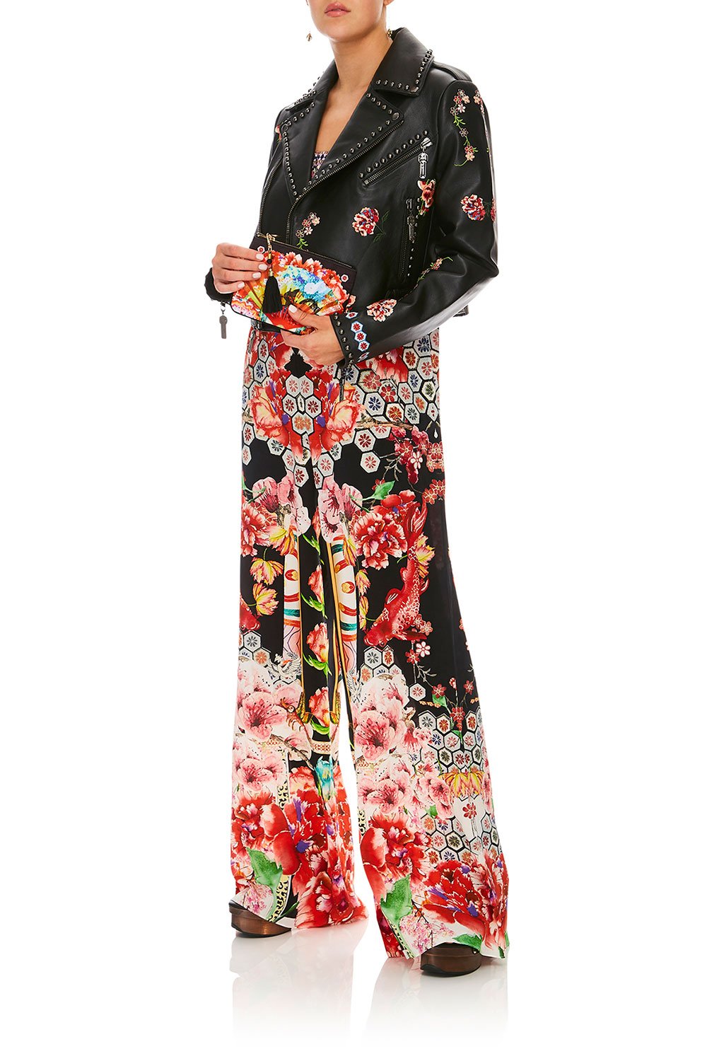 CAMILLA PAINTED LAND BIKER JACKET WITH TABS